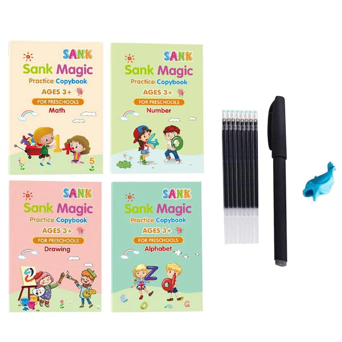 Sank  Reusable Education Tracing Books | Pack Of 4 Books With 10 pens & Refills